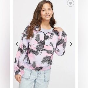 Justice Pink and Black Palm Print Half-Zip Pullover